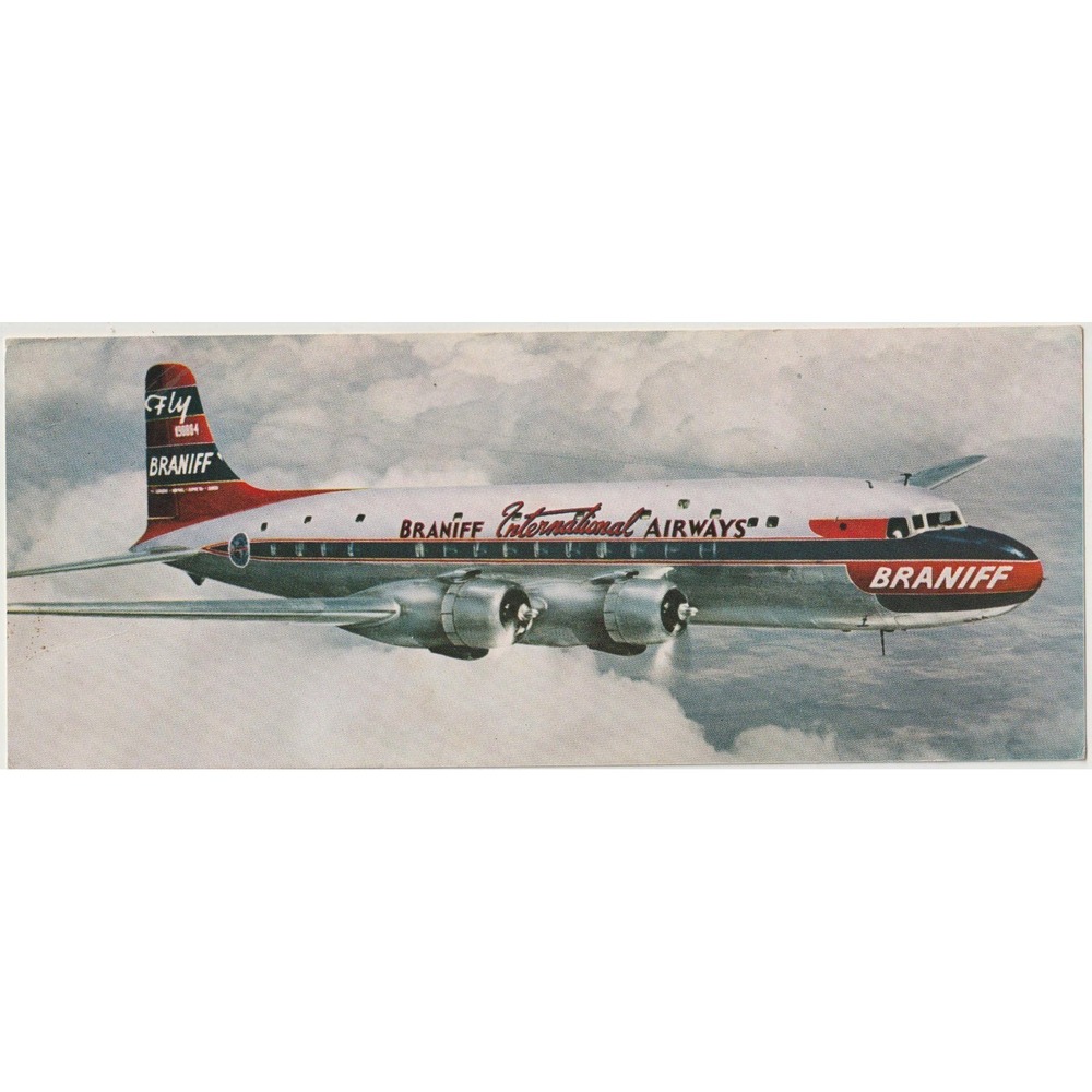 Vintage Braniff International Airways El Conquistador DC-6 Postcard Oversized